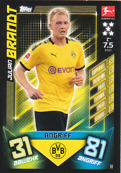 Julian Brandt Borussia Dortmund 2019/20 Topps MA Bundesliga #96